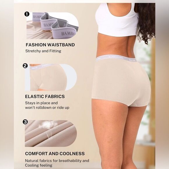 SOFT COOL 4 Pack Boyshort Underwear Soft Lightweight Moisture, Small, NWT - Picture 3 of 12